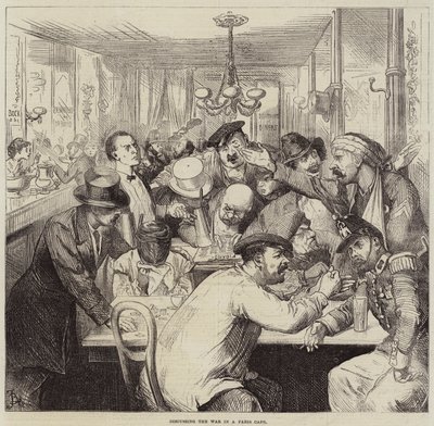 Discussing the War in a Paris Cafe by Frederick Barnard